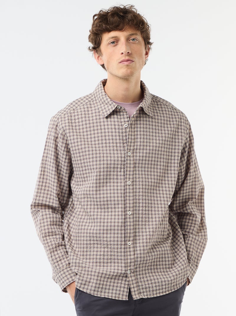 Chemise à carreaux Marron - Kiabi