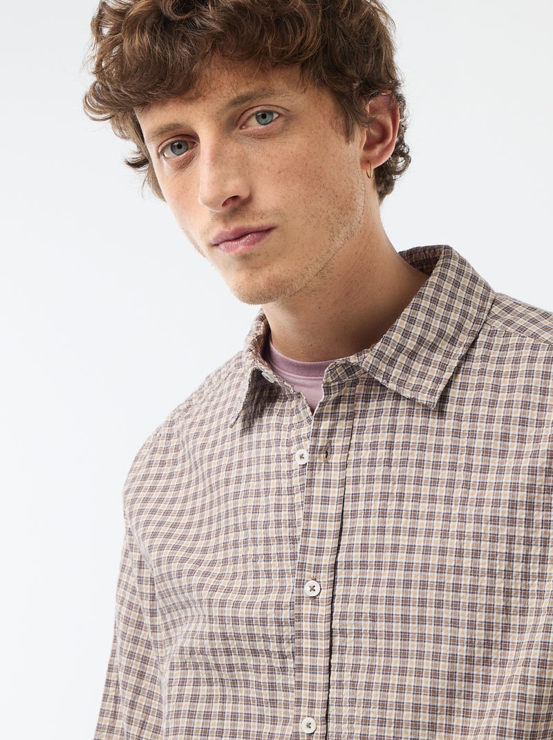 Chemise à carreaux Marron - Kiabi