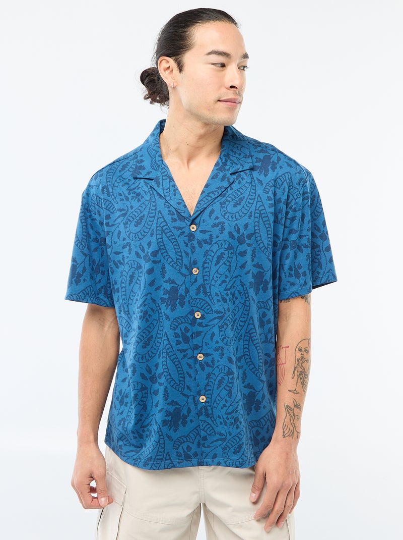 Chemise à manches courtes à motif Bleu - Kiabi