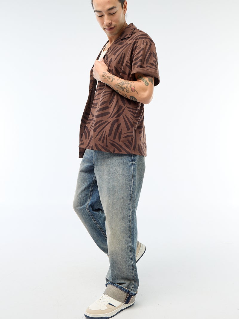 Chemise à manches courtes à motif Marron - Kiabi