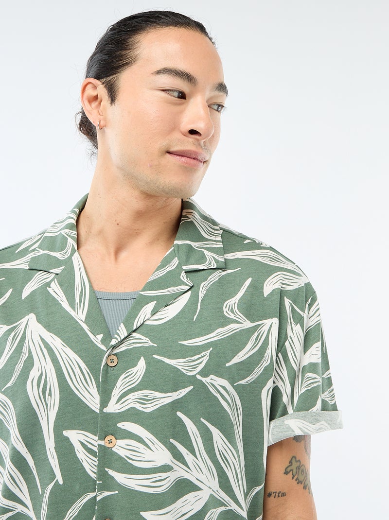 Chemise à manches courtes à motif Vert - Kiabi