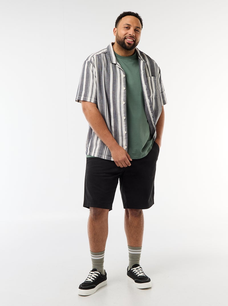 Chemise à manches courtes à rayures Noir - Kiabi