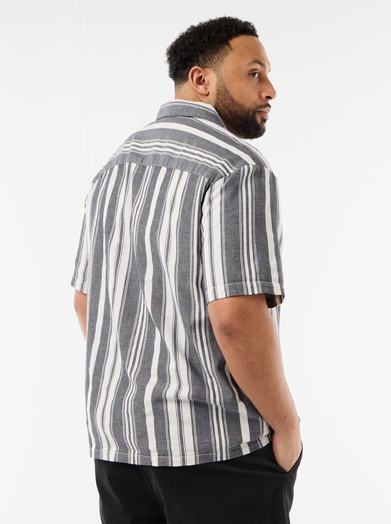 Chemise à manches courtes à rayures Noir - Kiabi