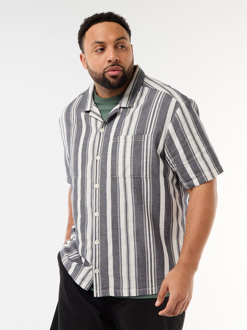 Chemise à manches courtes à rayures Noir - Kiabi