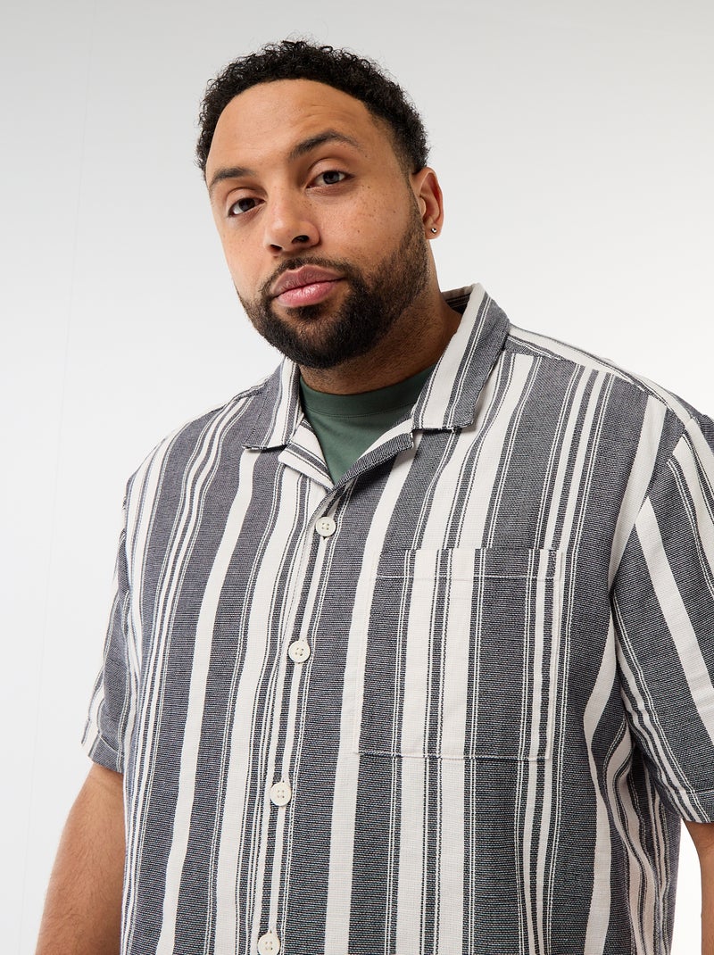 Chemise à manches courtes à rayures Noir - Kiabi