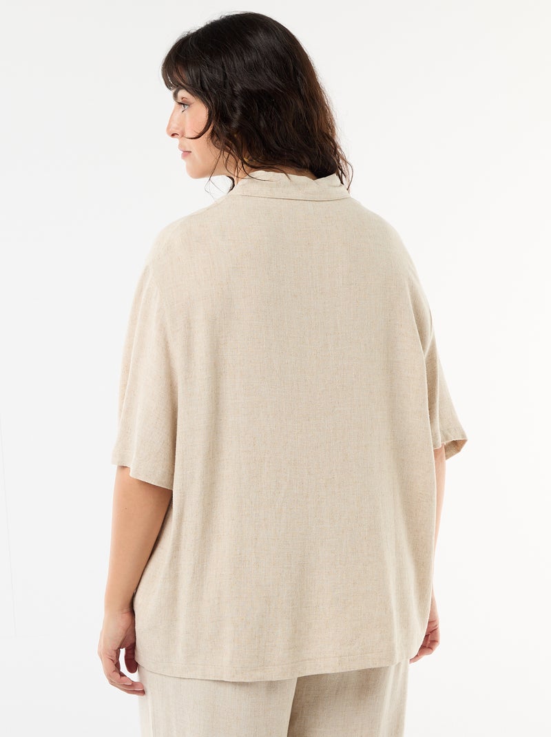 Chemise à manches courtes boutonnée Beige - Kiabi