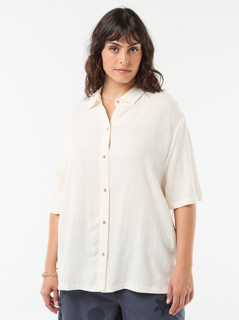 Chemise à manches courtes boutonnée Blanc - Kiabi