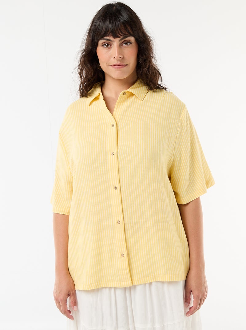 Chemise à manches courtes boutonnée Jaune - Kiabi