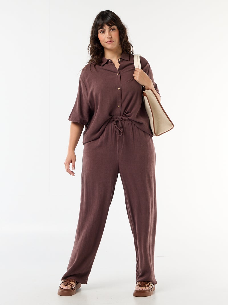 Chemise à manches courtes boutonnée Marron - Kiabi