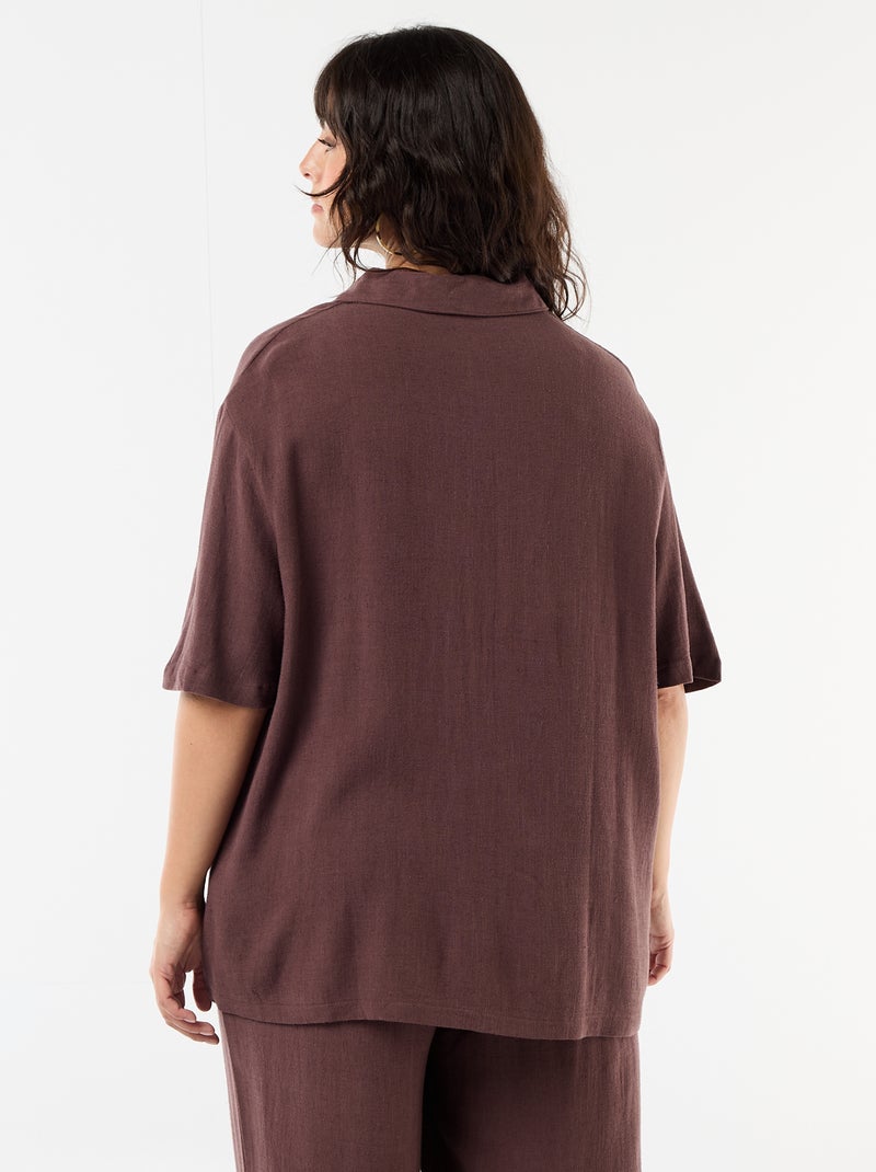 Chemise à manches courtes boutonnée Marron - Kiabi