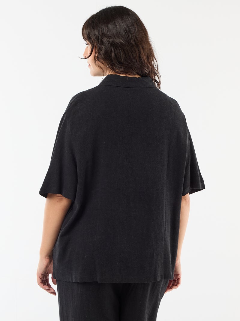 Chemise à manches courtes boutonnée Noir - Kiabi