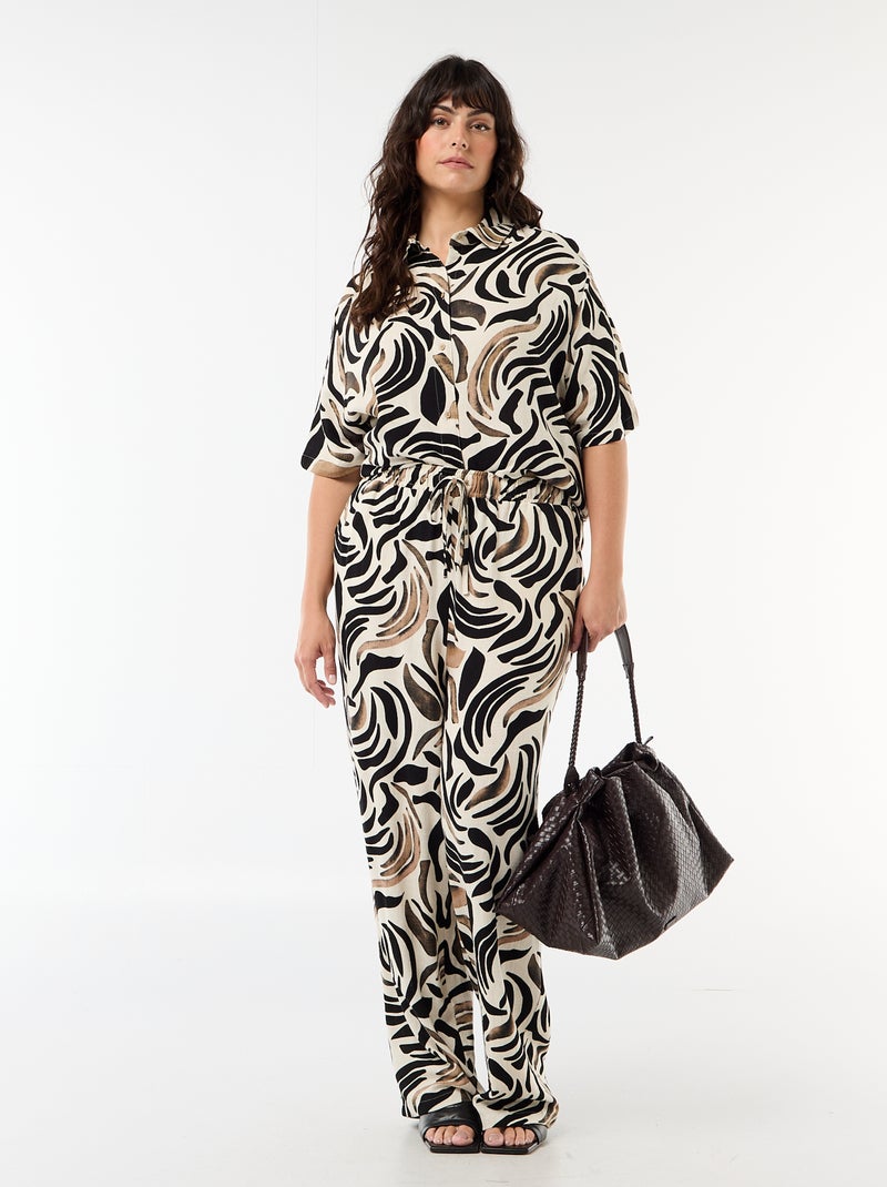 Chemise à manches courtes boutonnée Noir - Kiabi