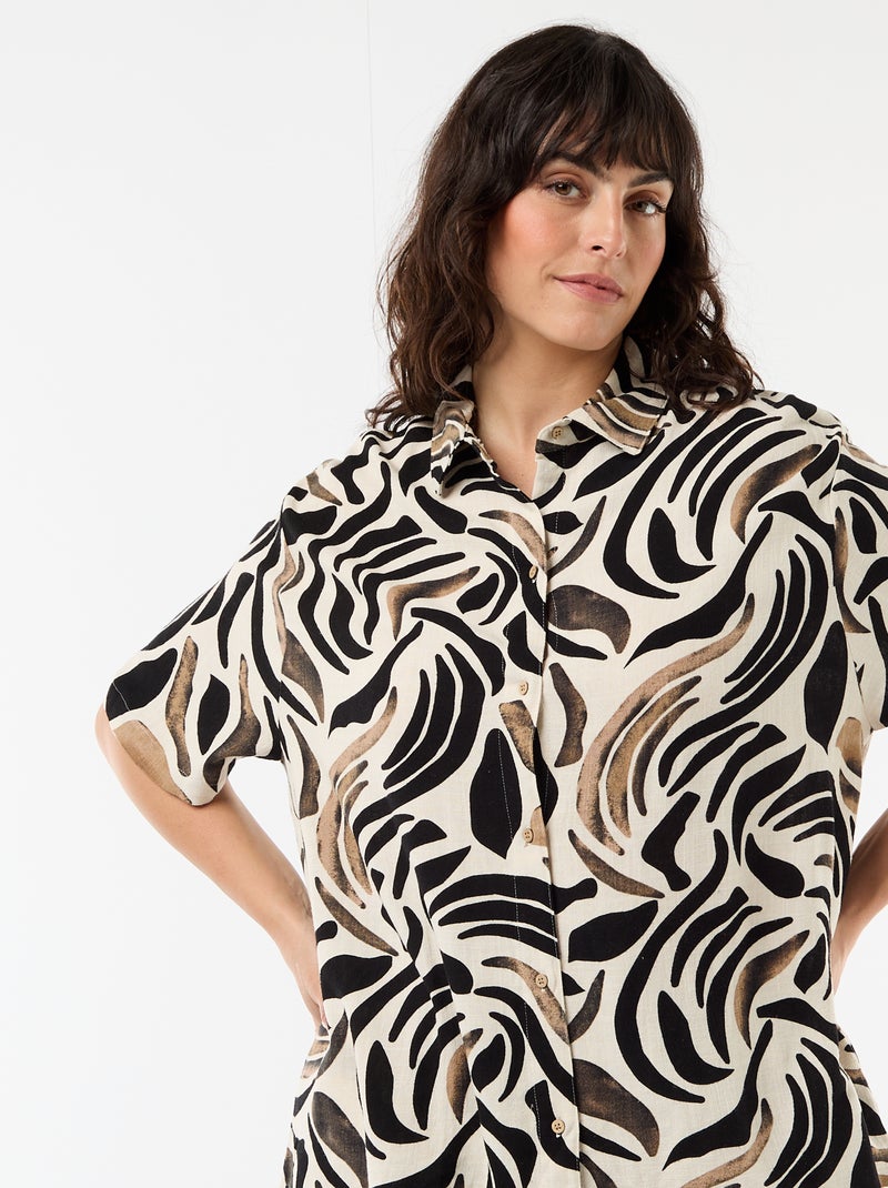 Chemise à manches courtes boutonnée Noir - Kiabi