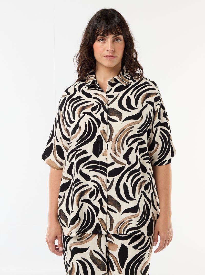 Chemise à manches courtes boutonnée Noir - Kiabi