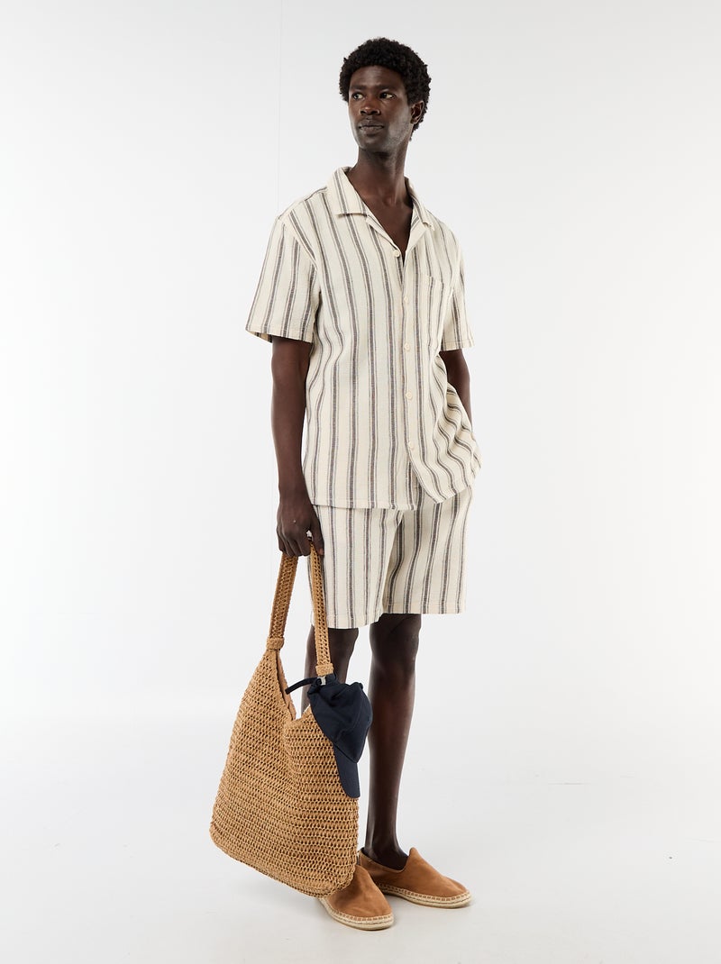 Chemise à manches courtes col crantée Blanc - Kiabi