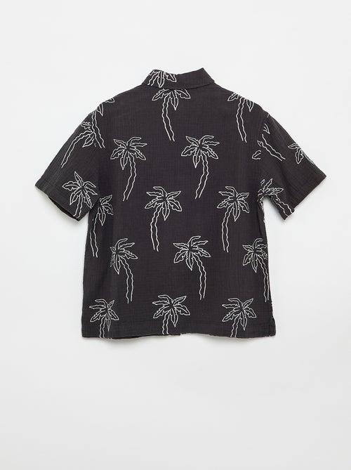 Chemise à manches courtes en gaze de coton - Kiabi