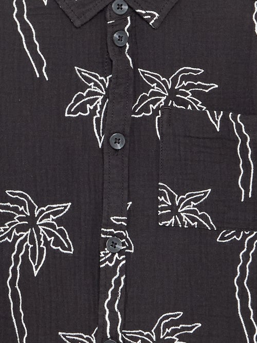 Chemise à manches courtes en gaze de coton - Kiabi