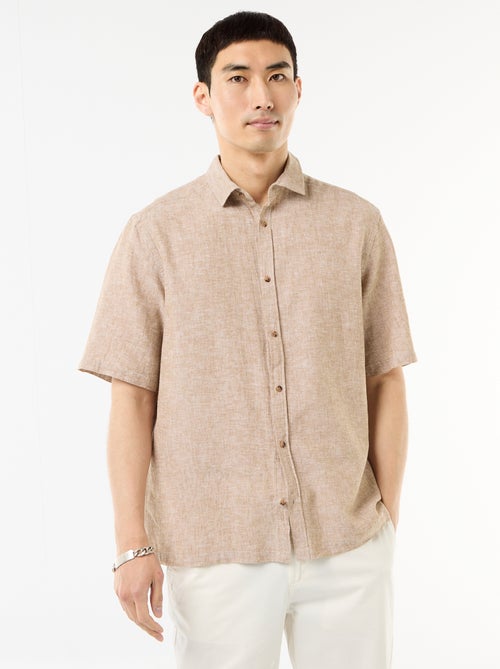 Chemise à manches courtes en lin mélangé - Kiabi