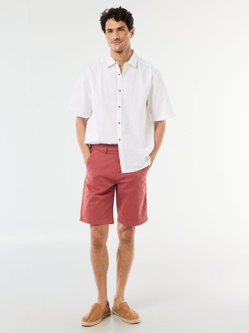 Chemise à manches courtes en lin mélangé Blanc - Kiabi