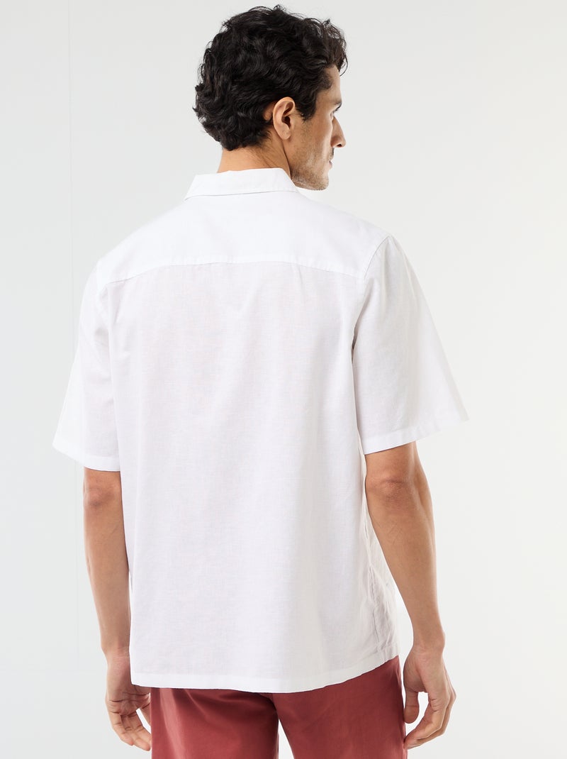 Chemise à manches courtes en lin mélangé Blanc - Kiabi