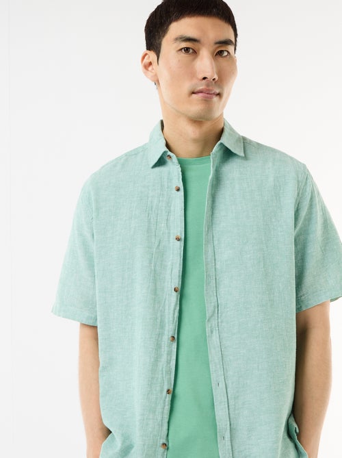 Chemise à manches courtes en lin mélangé - Kiabi