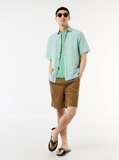 Chemise à manches courtes en lin mélangé - Kiabi