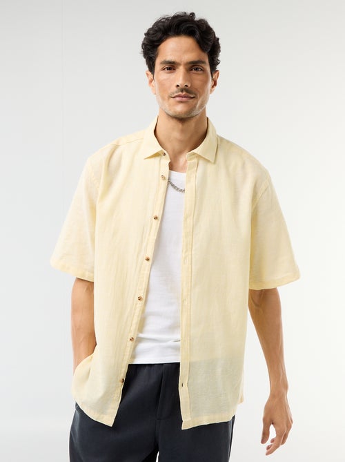 Chemise à manches courtes en lin mélangé - Kiabi