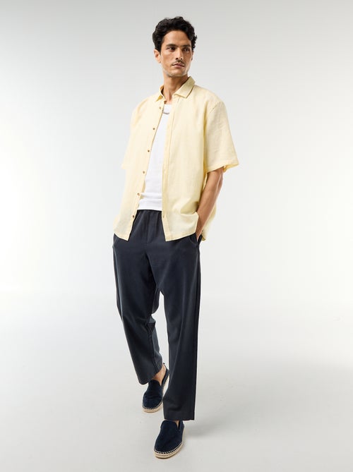 Chemise à manches courtes en lin mélangé - Kiabi