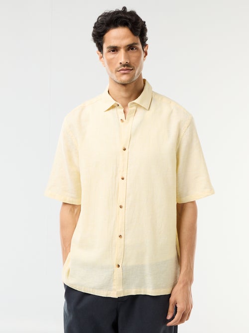 Chemise à manches courtes en lin mélangé - Kiabi