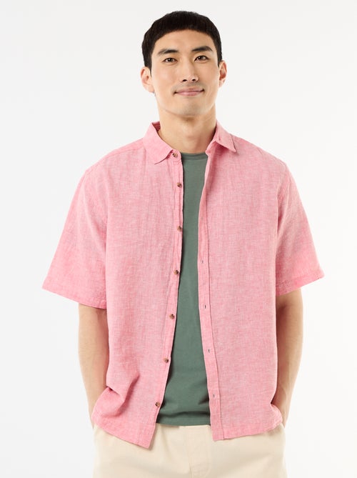 Chemise à manches courtes en lin mélangé - Kiabi