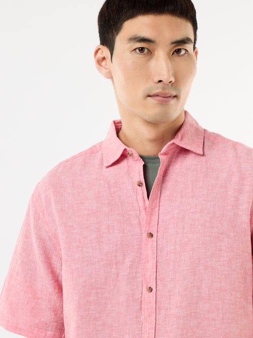Chemise à manches courtes en lin mélangé - Kiabi
