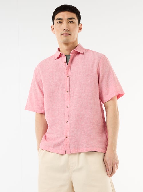 Chemise à manches courtes en lin mélangé - Kiabi