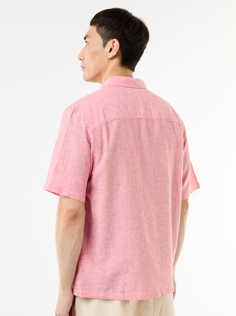 Chemise à manches courtes en lin mélangé Rose - Kiabi
