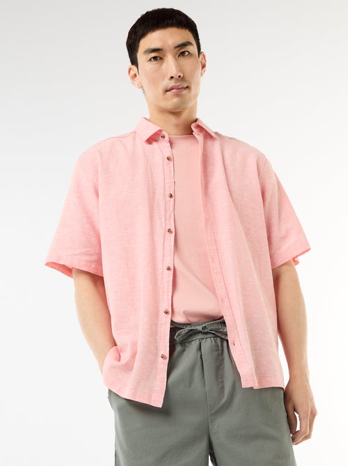 Chemise à manches courtes en lin mélangé - Kiabi