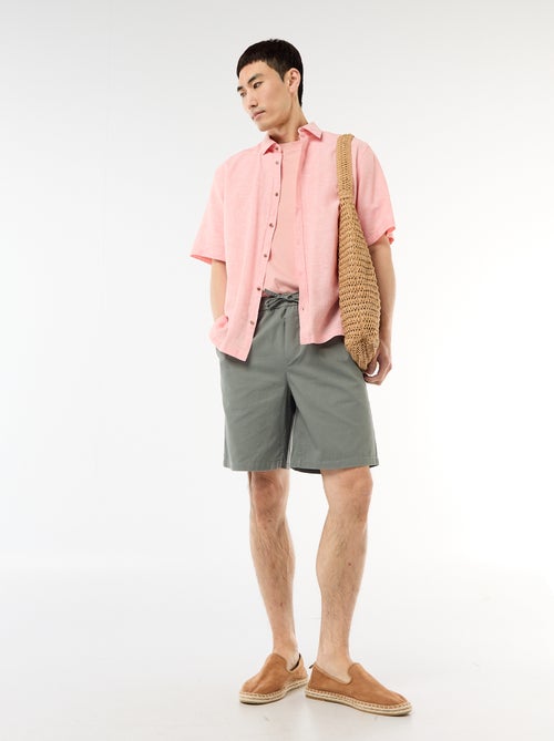 Chemise à manches courtes en lin mélangé - Kiabi