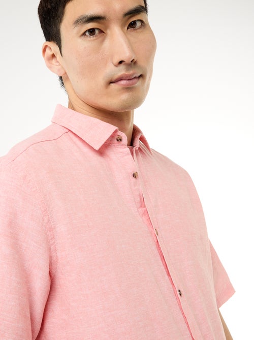 Chemise à manches courtes en lin mélangé - Kiabi