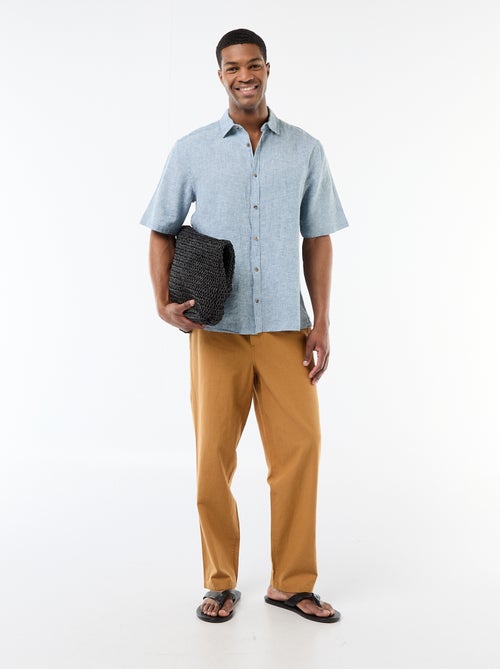 Chemise à manches courtes en lin mélangé - Kiabi