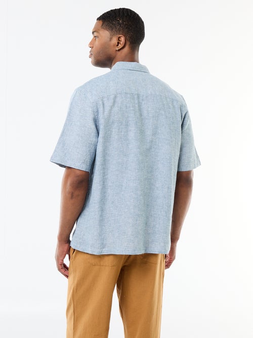 Chemise à manches courtes en lin mélangé - Kiabi