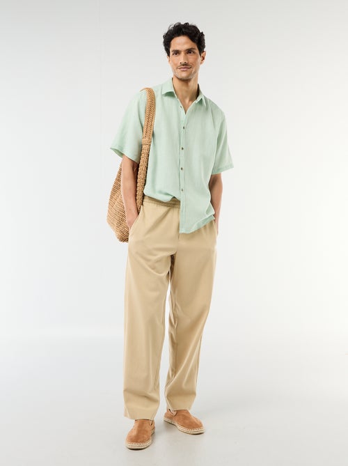 Chemise à manches courtes en lin mélangé - Kiabi
