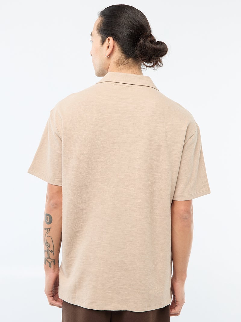 Chemise à manches courtes en maille Beige - Kiabi