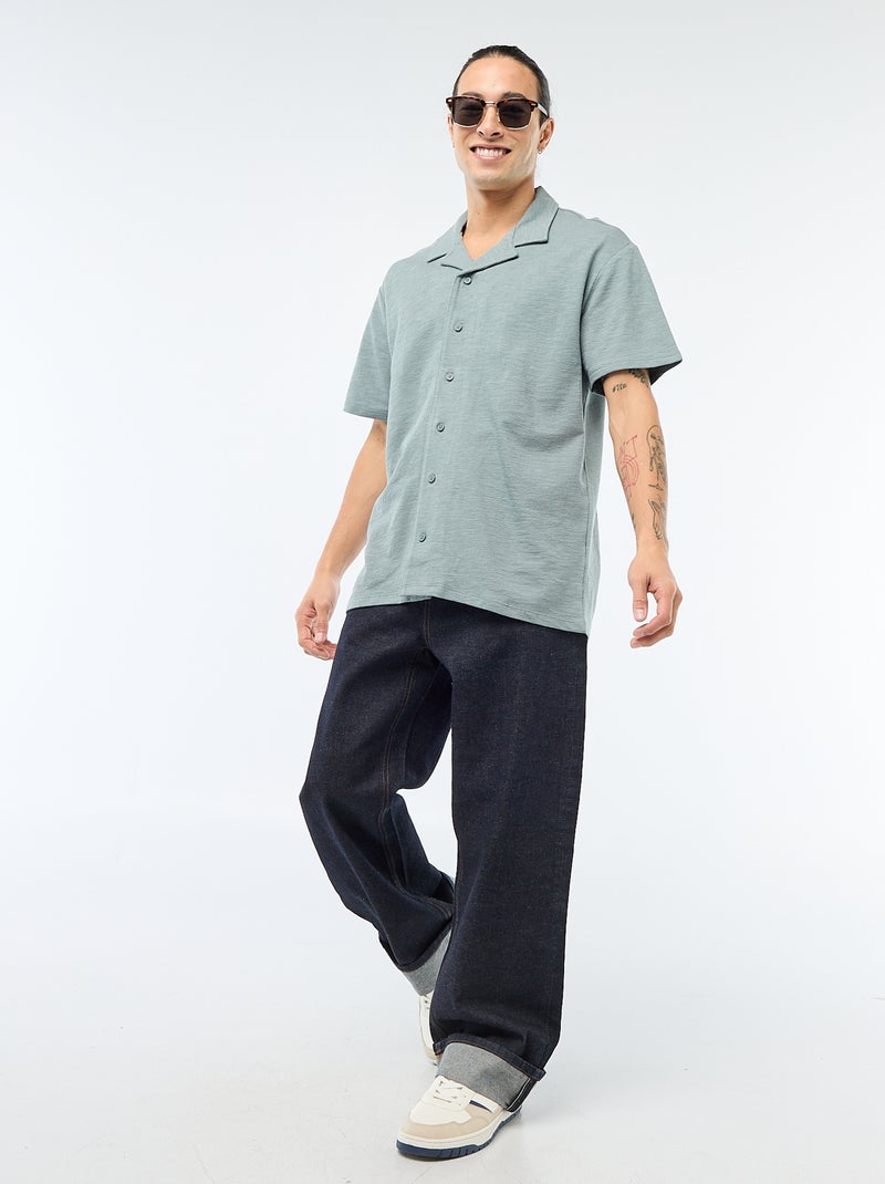 Chemise à manches courtes en maille Bleu - Kiabi