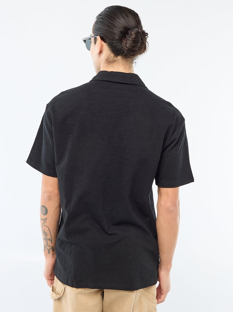 Chemise à manches courtes en maille Noir - Kiabi