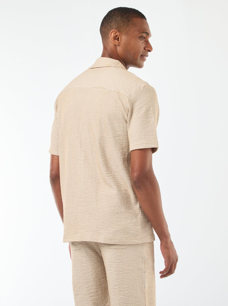 Chemise à manches courtes en matière type crépon Beige - Kiabi
