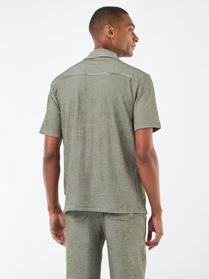 Chemise à manches courtes en matière type crépon Vert - Kiabi