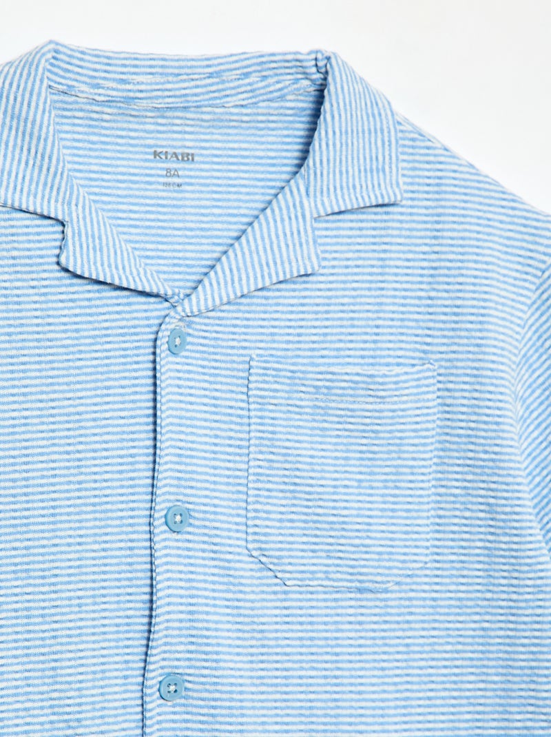 Chemise à manches courtes en nid d'abeilles Bleu - Kiabi