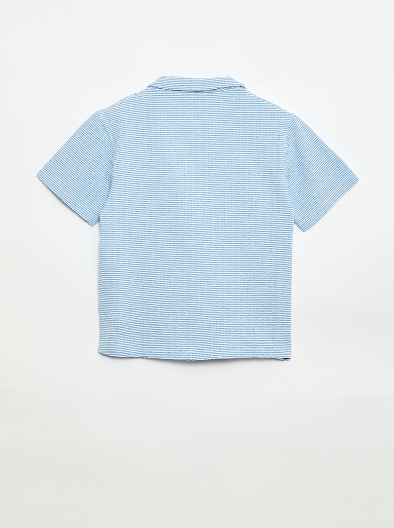 Chemise à manches courtes en nid d'abeilles Bleu - Kiabi