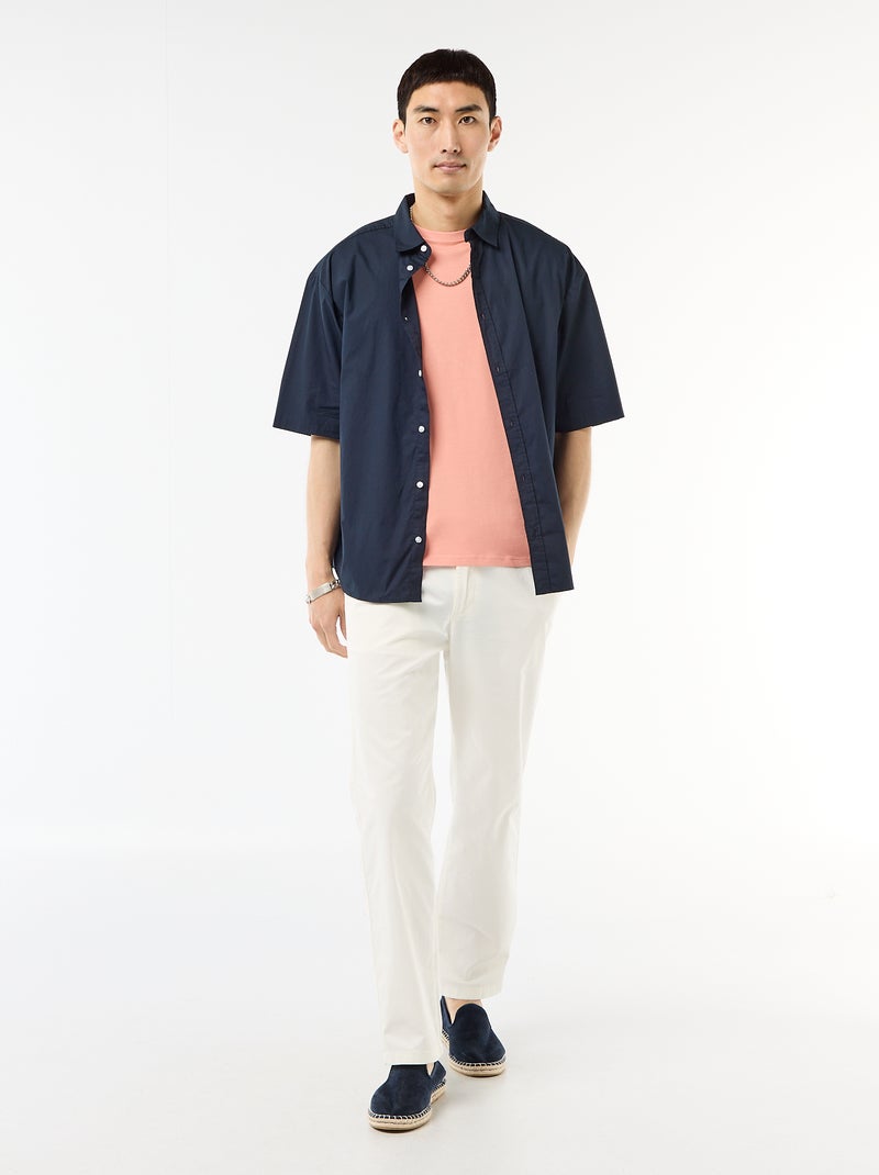 Chemise à manches courtes en popeline Bleu - Kiabi