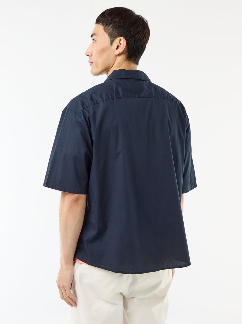 Chemise à manches courtes en popeline Bleu - Kiabi