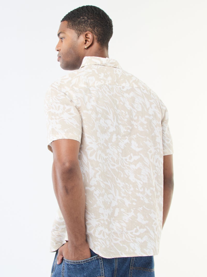 Chemise à manches courtes légère avec motif Beige - Kiabi