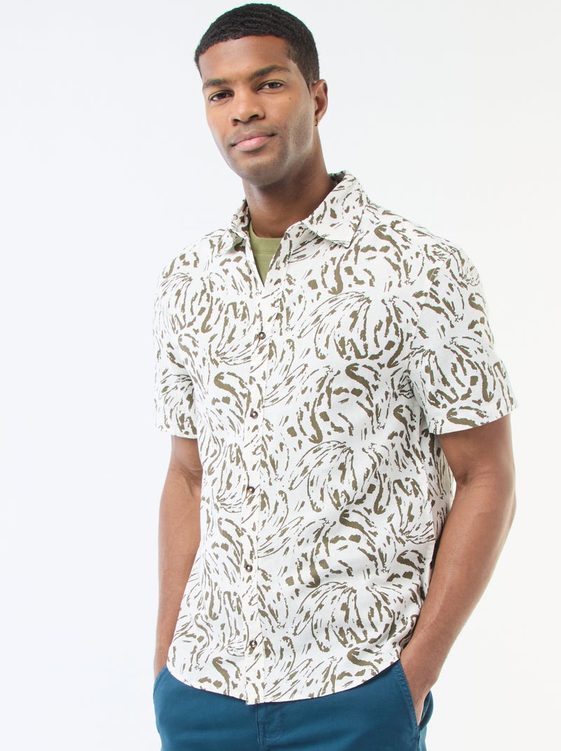 Chemise à manches courtes légère avec motif Blanc - Kiabi